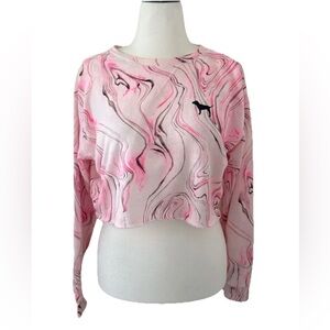 Victoria's Secret Pink Marble Tie Dye Crop Sweatshirt Sz Small oversized S-L